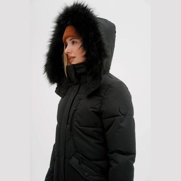Noize Meg Long-Length Parka Black Faux Fur Coat Winter Cold